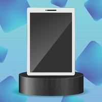 White Tablet 3D Mockup with Gradient Background vector