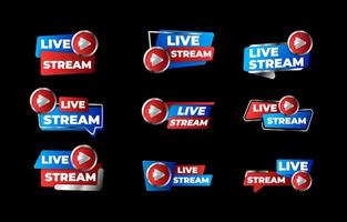 Live Stream Icon Badge Collection vector