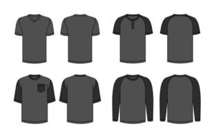 Outline Black T-Shirt Template Collection vector