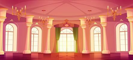 Castle royal ballroom interior cartoon background vector