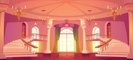 Castle hall interior. Royal palace ballroom vector