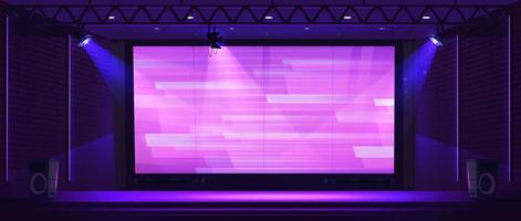 TV show studio with stage, screen and spotlights vector