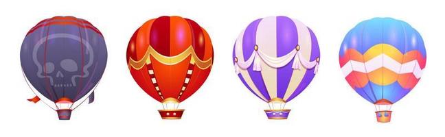 Isolated hot air ballon with basket vector icon