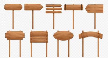 Realistic set of wooden sign posts vector