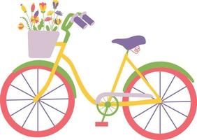 Clásico bicicleta con flor cesta ilustración vector