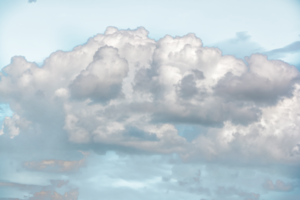 White cumulus clouds against the turquoise sky. png