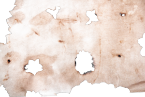 Several burnt holes in a sheet of paper on a white background. png