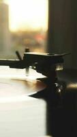 Close up of vinyl record player needle video