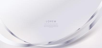 Abstract 3D luxury silver curved lines on white background with copy space for text. Luxury template design. vector