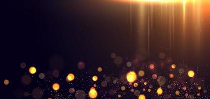 Abstract gold light rays effect and colorful bokeh background with copy space for text. vector