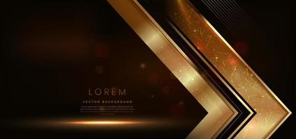Elegant golden triangle glowing with lighting effect sparkle on dark brown background. Template premium award design. vector