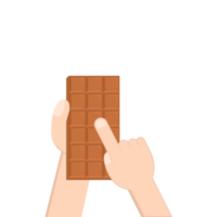 hand- Holding chocola bar zoet toetje tussendoortje bakkerij bruin png