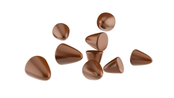 la forma piramidale volante di un cubardons è una caramella molto gustosa di ghent nell'illustrazione 3d di cioccolato png