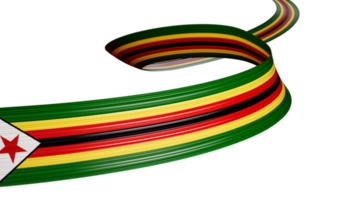 3d Flag Of Zimbabwe Country, 3d Wavy Shiny Ribbon Flag Isolated 3d illustration png