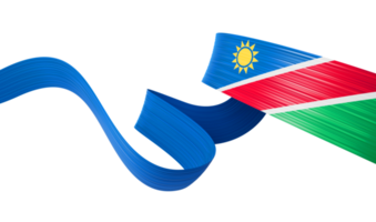 Waving ribbon or banner with flag of Namibia. Template for independence day 3d illustration png