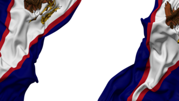 américain samoa drapeau tissu vague bannière dans le coin avec bosse et plaine texture, isolé, 3d le rendu png