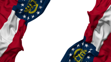 State of Georgia Flag Cloth Wave Banner in the Corner with Bump and Plain Texture, Isolated, 3D Rendering png