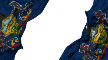 staat van Pennsylvania vlag kleding Golf banier in de hoek met buil en duidelijk textuur, geïsoleerd, 3d renderen png