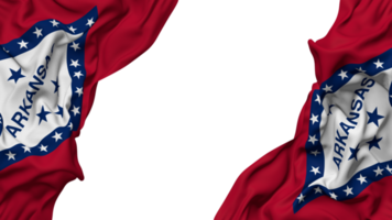 staat van Arkansas vlag kleding Golf banier in de hoek met buil en duidelijk textuur, geïsoleerd, 3d renderen png