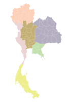 Tailandia mapa con multicolor de administración regiones y provincias mapa png