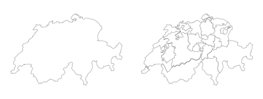 schweiz Karta uppsättning med vit svart översikt och administrering regioner. png