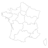 francês mapa com Branco preto esboço png
