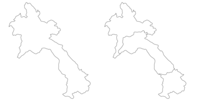 mapa de Laos conjunto con blanco negro contorno y división región. png