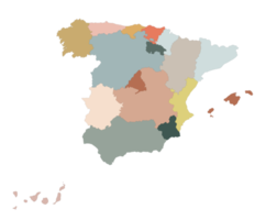 España mapa con administraciones regiones, ,multicolor mapa de España png
