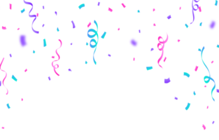 Colorful confetti and ribbon falling PNG. Simple confetti and ribbon falling isolated on a transparent background. Festival elements PNG. Anniversary and birthday celebration element. png