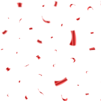 Shiny red confetti falling isolated on a transparent background. Festival elements PNG. Confetti PNG illustration for festival background. Red party tinsel and confetti falling.