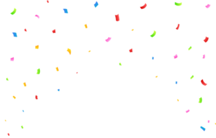 Realistic confetti and tinsel falling background. Simple multicolor confetti PNG. Colorful confetti isolated on a transparent background. Carnival elements. Birthday party celebration. png