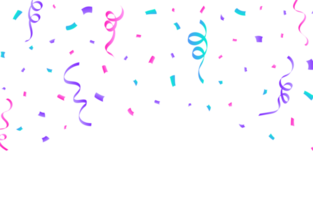 Colorful confetti and ribbon falling PNG. Simple confetti and ribbon falling isolated on transparent background. Festival elements PNG. Anniversary and birthday celebration element. png
