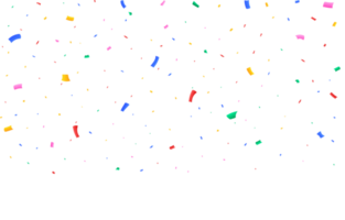 Colorful party tinsel and confetti falling. Confetti PNG for festival background. Colorful confetti falling isolated on a transparent background. Carnival elements PNG. Birthday celebration.