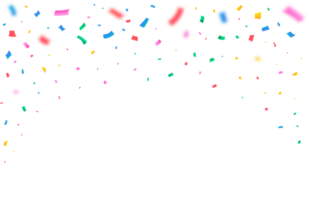 Colorful confetti falling isolated on a transparent background. Festival and anniversary elements PNG. Multicolor party tinsel and confetti falling background. Confetti PNG for carnival background.