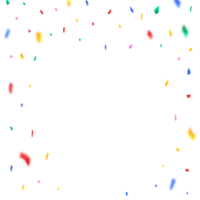 Colorful confetti and tinsel explosion frame illustration on a transparent background. Carnival elements PNG for a birthday celebration background. Multicolor confetti and tinsel frame PNG.