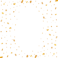 Golden party tinsel frame for a carnival background. Golden confetti falling illustration on a transparent background. Birthday celebration elements PNG. Festival and party element confetti PNG. png