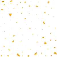 Golden party tinsel and confetti falling. Anniversary celebration PNG. Gold color confetti falling isolated on a transparent background. Carnival elements PNG. Confetti for festival background. png