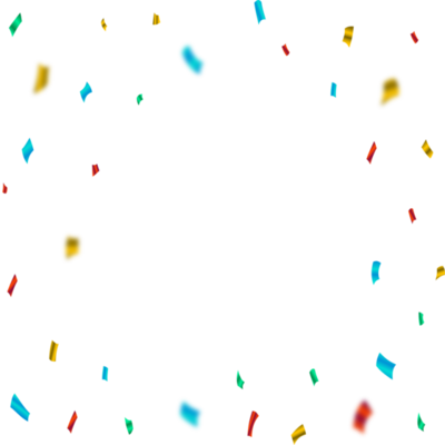 colorful confetti paper falling isolated on transparent background