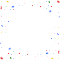 Colorful confetti and tinsel falling illustration on a transparent background. Multicolor confetti frame for festival or party elements PNG. Carnival elements and confetti frame PNG. png