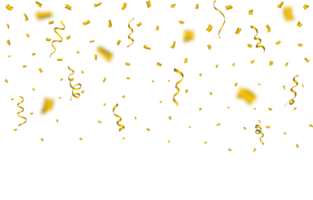 konfetti png illustration för de karneval bakgrund. gyllene fest glitter och konfetti faller. gyllene konfetti isolerat på en transparent bakgrund. festival element png. födelsedag firande.