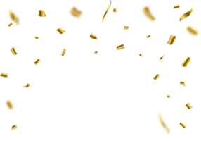 gyllene konfetti och band faller isolerat på en transparent bakgrund. händelse och födelsedag fest firande png. enkel konfetti faller illustration. gyllene band faller. festival element png. png