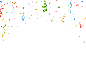 konfetti png illustration för festival bakgrund. konfetti faller på transparent bakgrund. röd, grön, gyllene, blå konfetti på transparent bakgrund. firande händelse och fest element png.