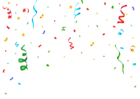 Confetti PNG illustration for birthday background. Confetti and falling on transparent background. Red, green, golden, blue, purple confetti on transparent background. Celebration Event and Party PNG.