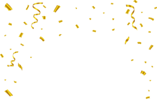 gyllene konfetti och band faller isolerat på transparent bakgrund. festival element png. enkel konfetti faller illustration. gyllene band faller. årsdag och bröllop firande png. png