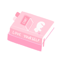 Cute pastel pink books sticker about bedroom stationary png