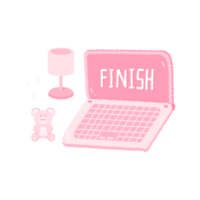 Cute pastel pink laptop computer sticker about bedroom stationary png