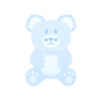 schattig pastel lucht blauw teddy beer pop speelgoed sticker over slaapkamer stationair png