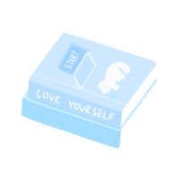 Cute pastel sky blue books sticker about bedroom stationary png