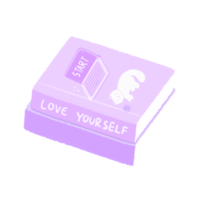 Cute pastel purple books sticker about bedroom stationary png