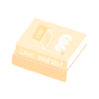 Cute pastel yellow books sticker about bedroom stationary png